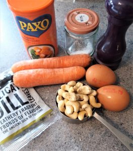 Ingredients for Carrot and Cashew Fritters